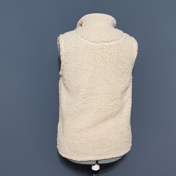 NWT Mirabeau Womens Vest Size S Cream Sherpa Style Fleece Zip Up Teddy Jacket - Picture 3 of 8